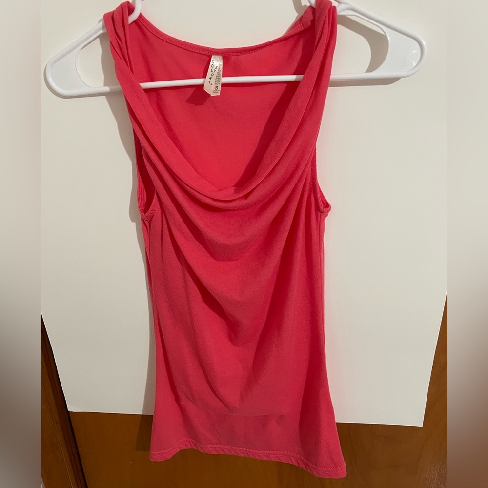 Coral sleeveless blouse